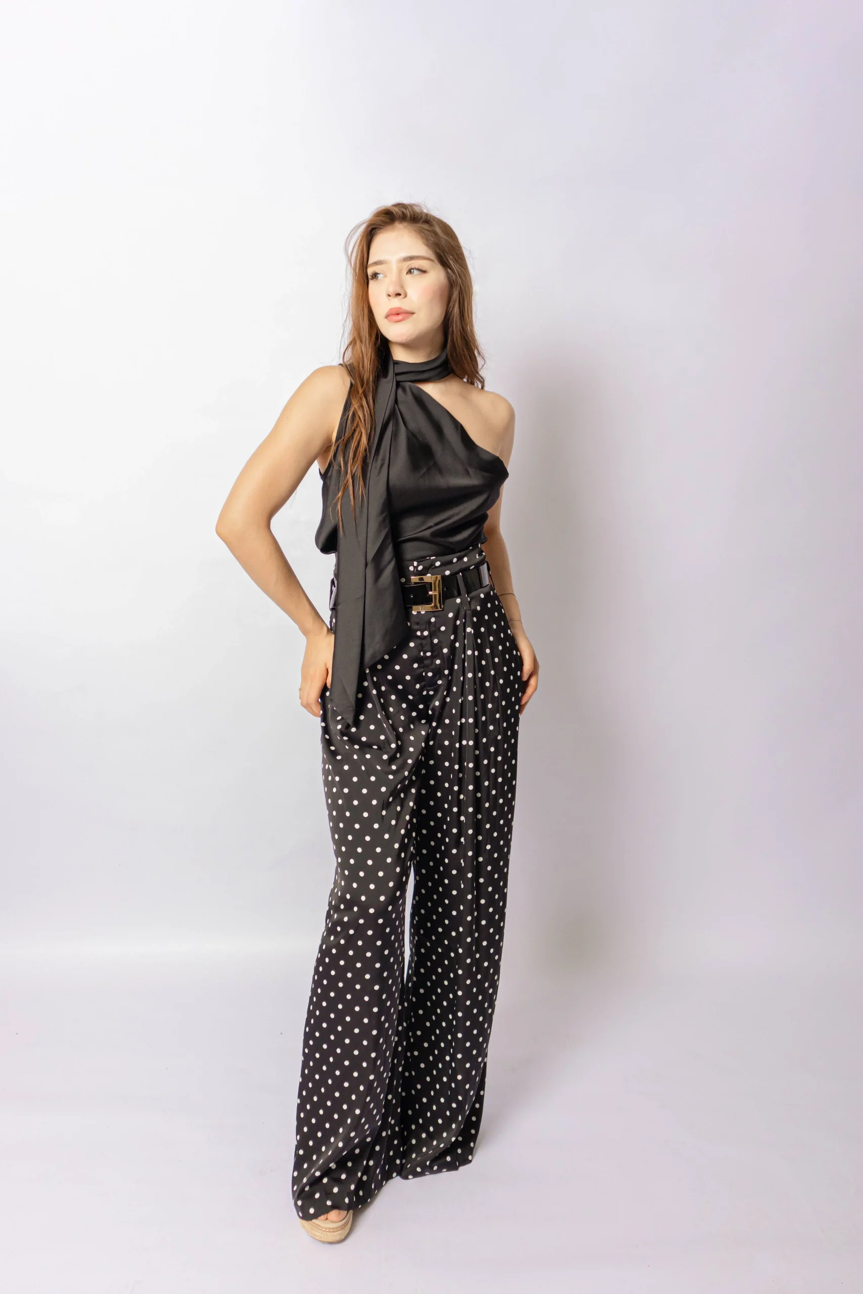 PANTALON ESTAMPADO POLKA DOTS NEGRO